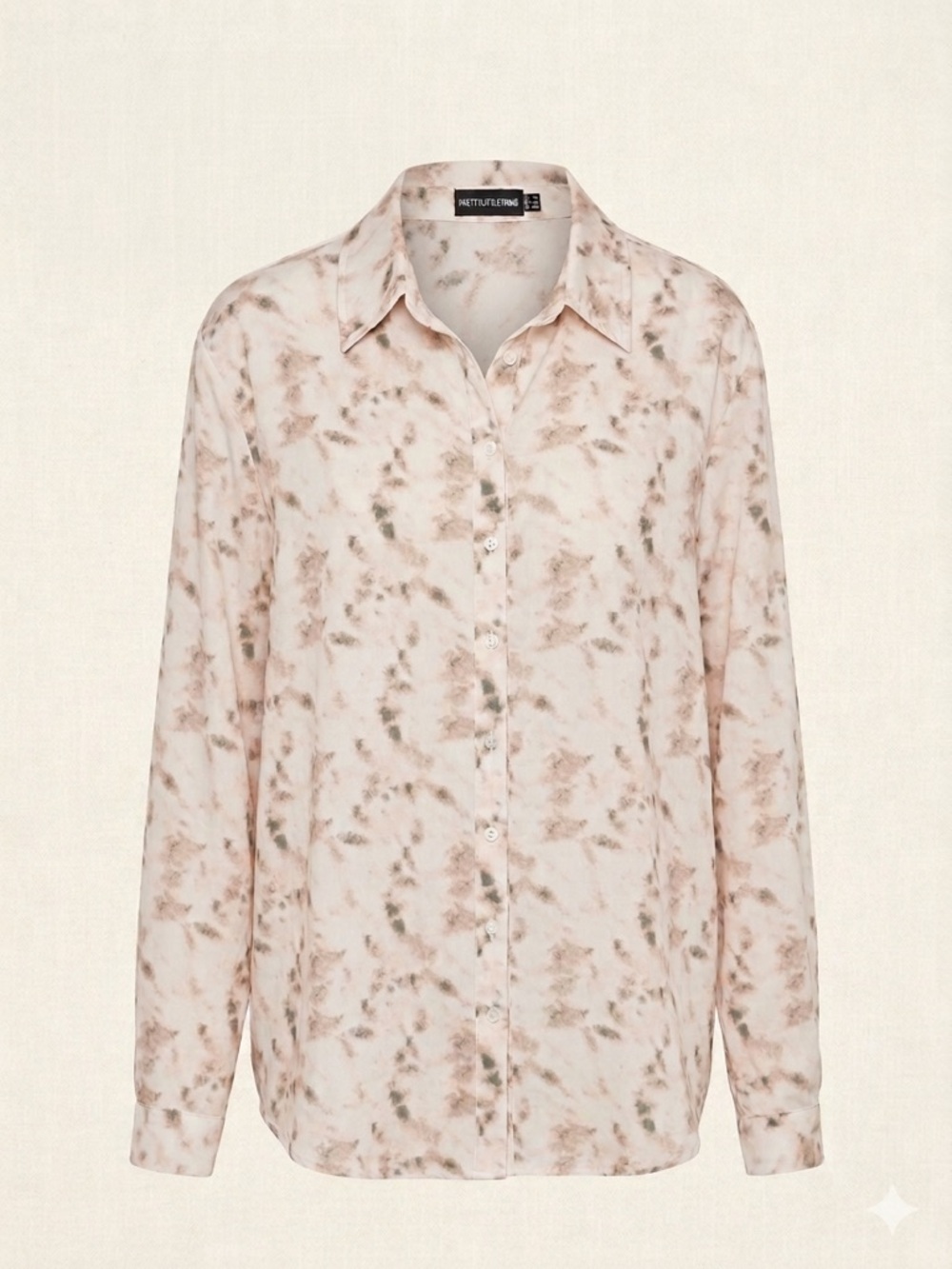 PrettyLittleThing Pink and Brown Tie-Dye Button Down Shirt